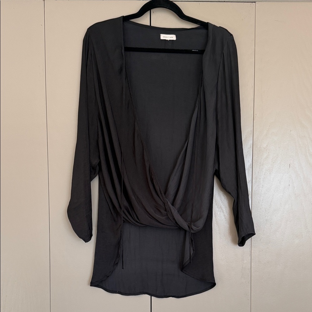 Silence + Noise Black Wrap Blouse